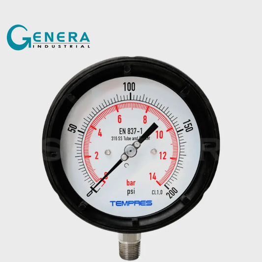 MANOMETRO CAJA RESINA FENOLICA SERIE INOX DN 100mm (4") INFERIOR