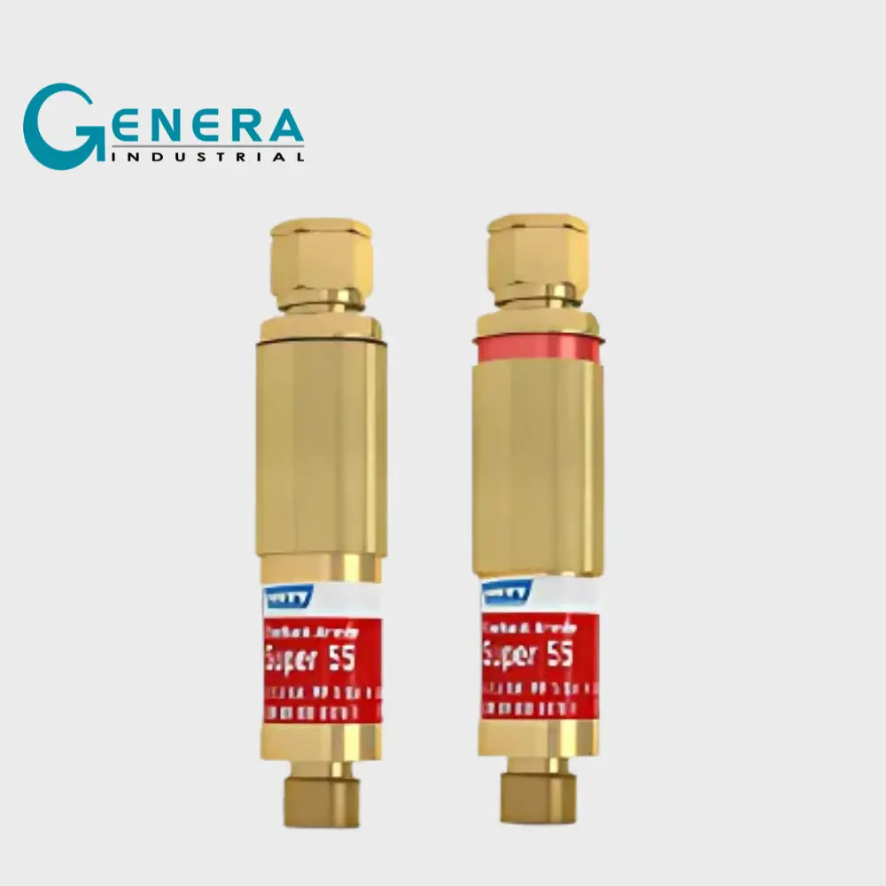 Válvula antirretroceso de llama rearmable, según DIN EN ISO 5175-1 con válvula de cierre accionada por presión [PV] e indicación visual